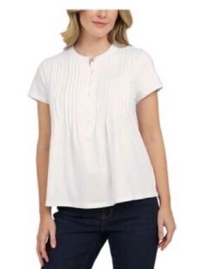 Lands' End White Pleated Henley Tunic